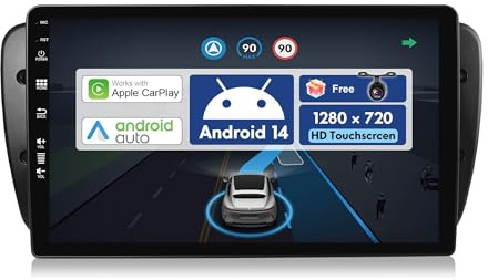 BXLIYER 9 Pouce Autoradio pour Seat Ibiza 6J (2009-2014) GPS Radio - sans Fil Carplay Android Auto - Android 14 - Caméra arrière - 2 Din - Dab Volant WLAN Bluetooth DSP 4G