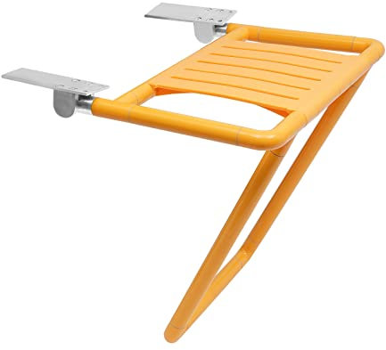 Duschklappsitz mit Wandmontage, Senioren Duschstuhl für barrierefreies Baden, Badhocker mit Beleuchtung, belastbar bis 200kg (Yellow)