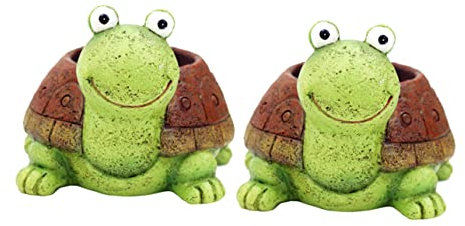 INOOMP Sukkulenten-blumentöpfe 2 Stück Kunstharz Schildkrötenform Dekorative Mini-Bonsai-töpfe Handwerkskunst für Zuhause