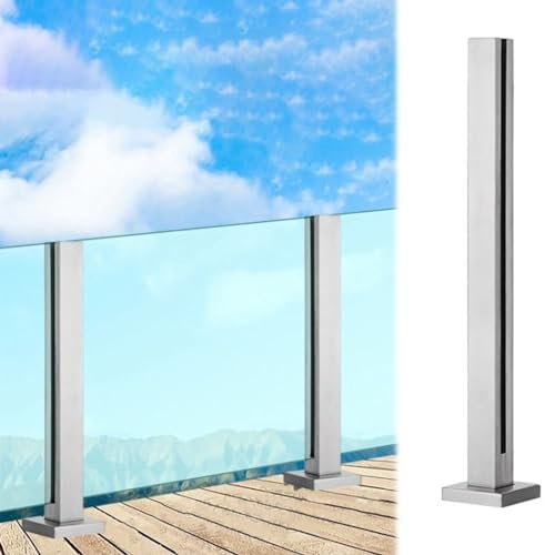Glasgeländer Pfosten Geländer Quadratischer Glas-Geländerpfosten, Treppe Glasgeländer System für Terrasse Balkon Garten Dachgeschoss Villen, Indoor Outdoor Edelstahl Glas Panel Clamp 60 65 70 75 80 85