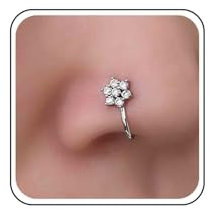 Xmsrn Anneau Nez Cristal Fleur Vintage Manchette Nez Cristal Cz Étoile Cuivre Anneau Nez Africain Argent Faux Anneau Nez Non Percé Bijoux Pour Femmes Et Filles