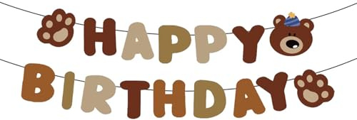 VIKY Bär Happy Birthday Girlande Banner,Bär Girlande Geburtstag Mädchen Junge,Happy Birthday Deko Geburtstag Girlanden,Bäre Geburtstagsgirlande für Baby Shower,Waldtiere Geburtstags Party Dekoration