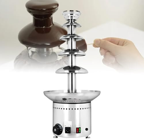 BOBVB Electric Chocolate Fondue Fountain Machine, Commercial Chocolate Tempering Machine, Stainless Steel Hot Chocolate Fondue Tower, for Party, Restaurant & Wedding Buffet Equipment