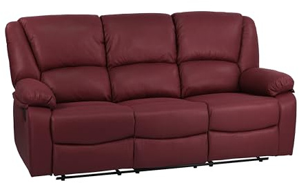 Totò Piccinni Set Divano 2 o 3 posti, Poltrona Relax CALIPSO Reclinabile, ImbottitI con Braccioli e Poggiapiedi (Effetto Nabuk Bordeaux, 3 Posti)