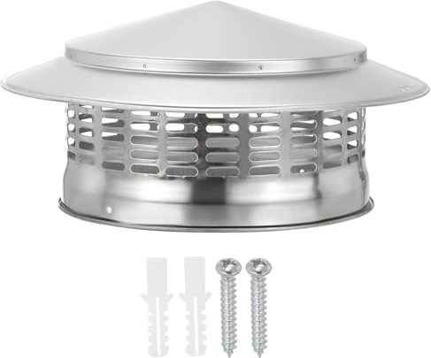 PATIKIL 8 Chimney Cap, 304 Stainless Steel Round Chimney Cover Cap Hood Screen Roof Vent with Screws for Fireplace Exhaust Exterior Stove Pipe