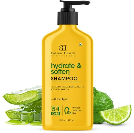 Botanic Hearth Hydrate & Soften Shampoo 16 fl. oz (473 ml) | Aloe Vera, Bergamot & Vegan Protein | Moisturizing & Nourishing Formula for All Hair Types | Paraben & Sulfate-Free