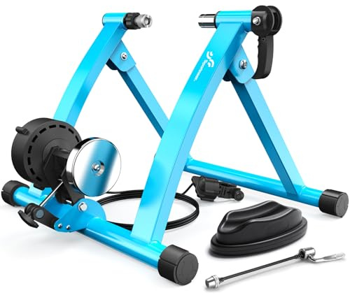 Sportneer Support d'entraînement à roulettes magnétique pour vélo de 26 à 28 et 700 C - Avec 6 niveaux de résistance pour l'intérieur - Avec réduction du bruit