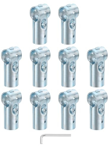 sourcing map 10Pcs Tee Pipe Clamp Connector, 180 Degree 2 Way Corner Fitting End Rail Clamps, Metal Joint Chain Link Fence Clamp Fit OD 1 Inch (25mm) Tube for Fence, Shelf Set-Ups