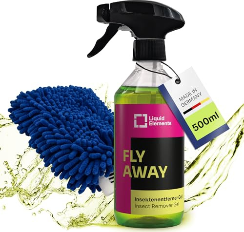 Liquid Elements Insektenentferner Set 2-tlg., Gel + Waschhandschuh | 500ml Gel Sprayflasche & Chubby Waschhandschuh, zum Aufsprühen & Wegwischen, gegen Insektenverschmutzungen