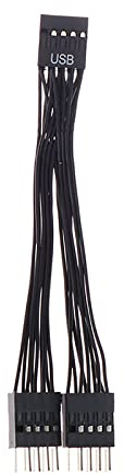Computer Motherboard USB Extension Cable USB 9 Pin 1 in 2 Splitter All Black Cable 10cm