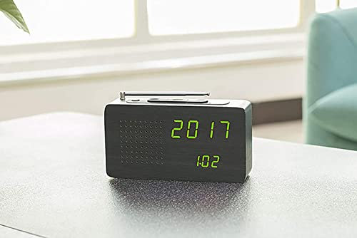 SJHDHDA Radio Despertador Retro, estación de Radio Despertador Vintage con Radio FM, Brillo Ajustable, Reloj Despertador Digital de Madera Activado por Voz, Caja de bambú Learned extensively