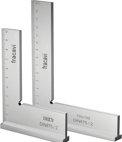 2-pack 150 x 100 mm låsvinkel 90° träbearbetningsvinkel, med mätlinjal (cm), lämplig för exakt arbete på metallkonstruktioner och verkstäder (silver)