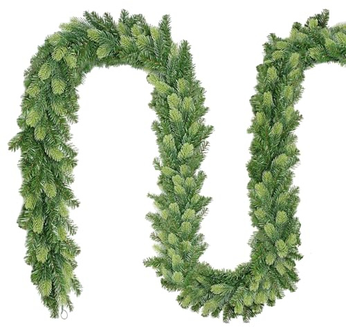SALCAR 3 m Weihnachtsgirlande mit 280 Zweigen, PE und versteckte PVC-Zweige in frischem Grün – Künstliche Weihnachtsdekoration für Innen und Außen