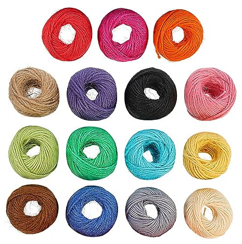 Tofficu 15rollos Cordel De Yute Trenzado Cordel De Colores Decoración Rústica Metros