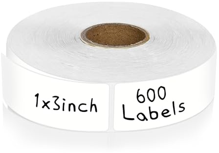 CATIFLIN 600 Blank Removable Freezer Label Stickers, 1”x3” Waterproof Adhesive Paper Tags with Perforation, Easy to Write & Peel for Food Jars, Bottles, Containers, Refrigerator, Storage