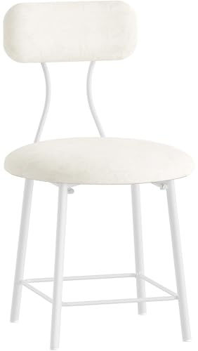 Hzuaneri Schminkstuhl, Schminktisch Hocker, Wohnzimmer-Fußhocker, Weiß | Schlafzimmer-Sitzhocker, Hocker mit Metallbeinen, Gepolsterter Schminkhocker, Barhocker mit Rückenlehne, VS32603X