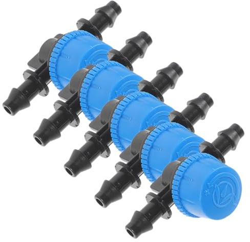 VICASKY Lot De 5 Vannes D'arrêt pour Tuyaux D'irrigation Goutte à Goutte 4/7 en Abs Bleu, Régulateur De Débit pour Jardinage Et Système D'arrosage Précision Contrôleur d'eau