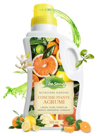 VitaSana Concime Agrumi Liquido 500ml – Fertilizzante per Limoni, Arance, Mandarini, Cedri e Pompelmi | Nutrimento per Agrumi in Vaso e Giardino | Formula Innovativa con Microelementi