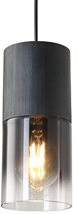 NETHCUEL Black Light Pendant Fixture, Adjustable Modern Pendant Ceiling Lights, Industrial Glass Hanging Ceiling Lights for Dining Table Hallway Bedroom Living Room, 1 Pack, Light Bulb Not Included