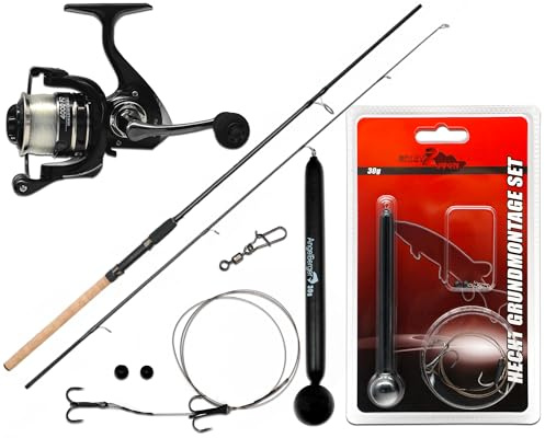 Angel Berger Steck Angelset Hecht Grundmontage Rute Rolle Angelzubehör Köderfischmontage Ready2Fish Hecht Fishing Set Pike Dead Bait Grundangel Angelset Köderfischangeln