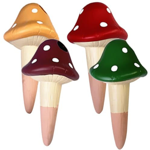 YOSADIER Picchetti Autoirriganti 4 Pezzi in Argilla Colore Casuale Funzione di Irrigazione Automatica a Forma di Fungo per Piante da Interno ed Esterno per Vasi di Tutte Le Dimensioni