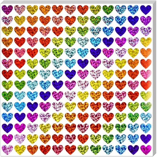 840 Stück/5 Blätter Holografisch Glitzer Herz Sticker, Aufkleber Herzenglitzer Herzförmige Belohnungssticker Für Schüler Cute Journal Kalender Laptop Scrapbook Stickers Selbstklebend Für Journaling