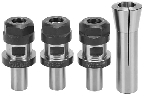 R8 Spring Collet Holder Chuck Set with 3/4 Inch Collet and 3PCS Extension Rods for Carving Machine, Engraving and Milling Tooling Compatible with R8 Taper Spindle