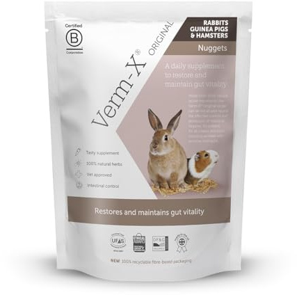 Verm-X - Pellet per conigli, porcellini d'India e criceti, approvato per l'uso in aziende biologiche, supporta l'igiene intestinale, approvato dal veterinario, mantiene la vitalità dell'intestino. Ricetta senza assenzio