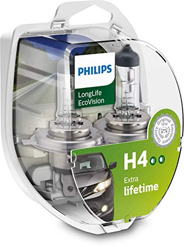 Philips 12342LLECOS2 LongLife EcoVision - Bombillas para faros delanteros H4, 2 unidades