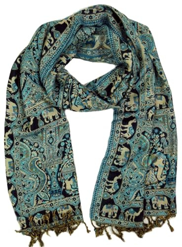 GURU SHOP Indischer Pashmina Schal mit Paisley Muster | Weicher Viskose-Schal, vielseitig tragbar, ideal als Schultertuch oder Halstuch, perfektes Accessoire für jeden Anlass.