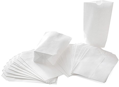 Weiße Kreuzbodenbeutel, 25 Stück: Papiertüten Klein, Bodenbeutel Papier, Kleine Tüten zum Basteln, Geschenktüte für Lebensmittel & Mitgebsel, Verpackung zum Befüllen, Papierbeutel, 14 x 22 x 5,5 cm