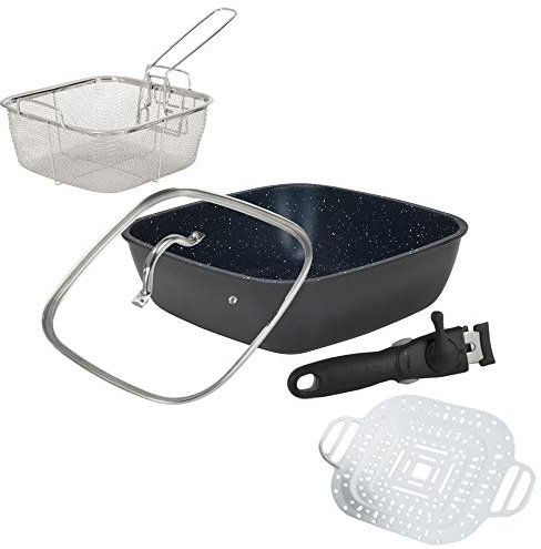 FLAVORSTONE Diamond Non Stick Frying Pan - Aluminum Ceramic Frying Pan, Induction Compatible, Oven Safe, Navy