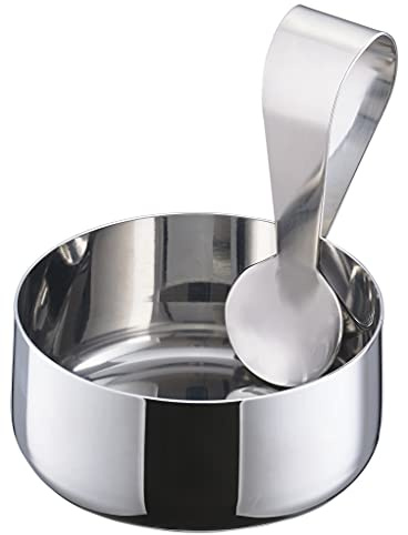 Zone Denmark Rocks Snackschale mit Löffel, Edelstahl Schüssel, Servierschale für Snack, Dip, Tapas und Süßigkeiten, Durchm. 8,5 cm, Höhe 3,8 cm, Polierter Edelstahl