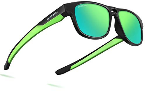 DEAFRAIN Kids Sunglasses for Boys Girls Polarized Sport Baseball Cycling Running Child Youth Teen Green Glasses for age 5 6 7 8 9 10 11 12