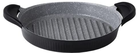 Aeternum Y0F7GRT280, Grill Bistecchiera Tonda, Rivestimento Petravera, Adatto all'induzione, Diametro 28 cm, Linea Gli Speciali Petravera