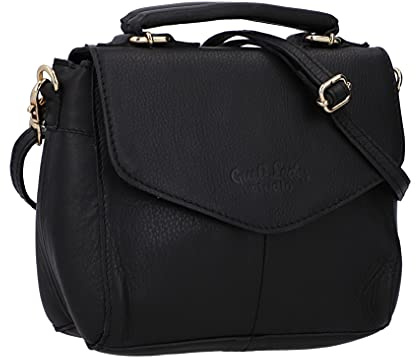 Gusti Umhängetasche Leder - Willow Damen Ledertasche Handtasche Schultertasche Partytasche Abendtasche Schwarz Leder