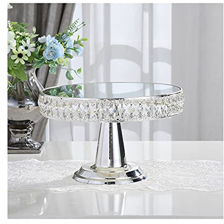 Alzatina per dolci Torta in metallo europeo Stand di vetro Specchio di vetro Tavolo da dessert Pomeriggio Tè Della Cake Display Stand Wedding Pasticceria Plate Plate Cake Rack Alzata per Torta