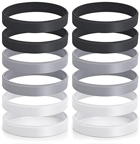 Yolev Silikon-armbänder, 12 Stück - Silikon.scatter.Einfärbige Gummi-armbänder für Herren, Damen und Kinder - Ideal für Sport od. Trotz - Qualität!