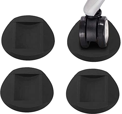Jc.upin Bed Wheel Stoppers,4 PCS Anti-Sliding Castor Wheels Feet Stoppers Pads,Rubber Castor Cups for Wooden Floors,Divan Wheel Stoppers (Black)