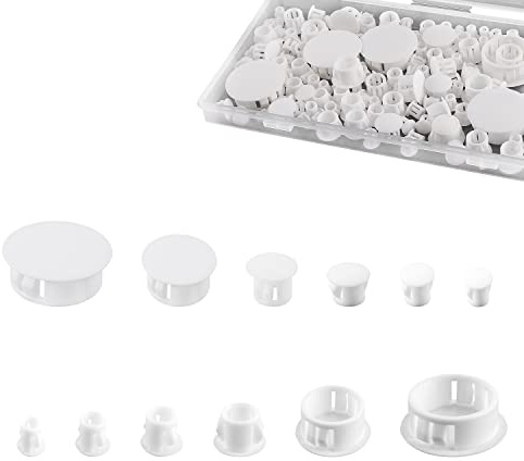 Savita Lot de 155 bouchons en plastique de 6 tailles assorties pour meubles d'armoires de cuisine, 3/16, 1/4, 5/16, 3/8, 1/2, 2,5 cm (155 pièces)