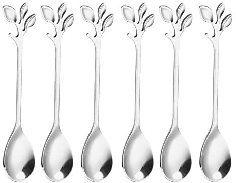 6 Stücke Edelstahl Löffel für Tee, Kaffee, Eis, Kuchen und Dessert - Kleine Glänzende und Hochglanzpolierte Löffel - Spülmaschinenfest (Silber)