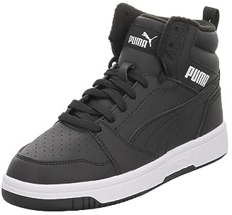 PUMA PUMA Rebound V6 Mid WTR JR - Scarpe da Ginnastica, Shadow Gray-PUMA Black-PUMA White,