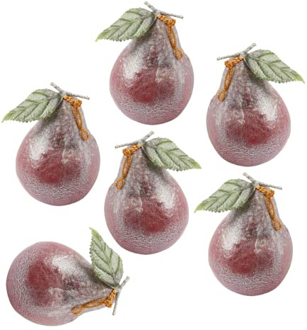Factory Direct Craft Group of 6 Shimmering Burgundy Artificial Pears Artificial Fall Fruit for Holiday Displays and Home Decor