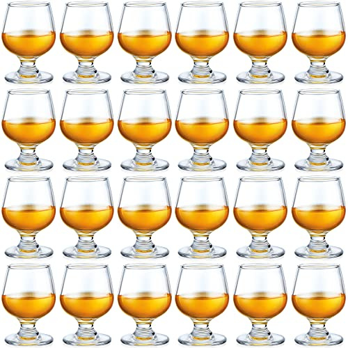 Qunclay 24 Pcs Shot Glasses Cute Cognac Snifter Small Brandy Snifter for Tasting Brandy Drinking Port Glasses for Whiskey Wine Beer (3.5oz)