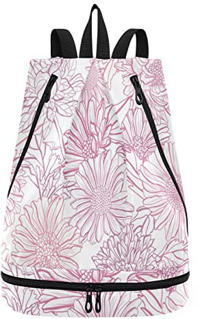 linqin Turnbeutel Wasserdicht Fußball Tasche Elegant Aster Blumen Dry Bag Rucksack für Damen Herren