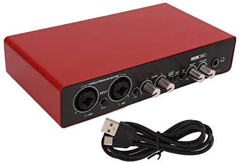 Cyrank Professioneller Audiomixer, USB-Digital-Soundboard, Sprachwechsler, Live-Soundkarte Und Audio-Interface Mit Sprachwechsler, Rot