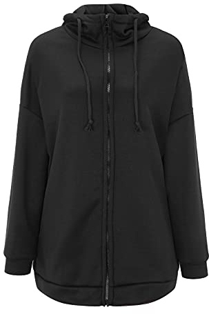Fleece Langjacke Damen Kapuzenjacke Große Größen Hoodies Sweatjacke Reißverschluss Übergroßer Freizeit Sweatshirt Plüsch Gefüttert Herbst Winter Jakce mit Kapuze