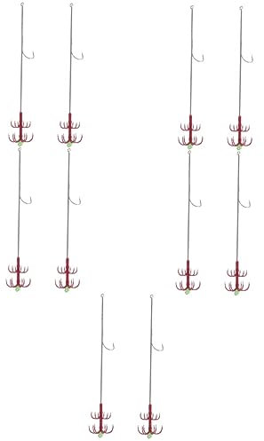 INOOMP 10stücke Doppel-Layer Umbrella Hook Angelhaken Für Süß Und Korrosionsbeständig Und Stark Für Angeln Von Tintenfischen Und Anderen Fischen