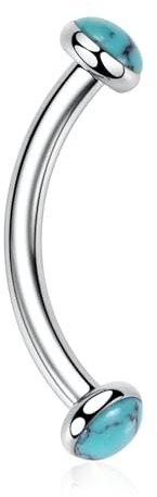 hengkaixuan Piercing per sopracciglio in titanio G23, anello curvo da 16 G, anello per ombelico Rook Daith, 6-12 mm, Titanio, Nessuna pietra preziosa