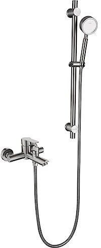 RHALFNDGFM Hohe Strömung Bad Armaturen mit Handbrause Wand Montiert Edelstahl Bad Dusche Mischbatterie Einfache Haushalt Duschkopf für Badewanne Wasserhahn, Einstellbare Höhe